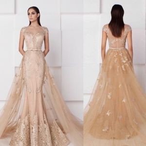 Saiid Kobeisy Gold Dress Gown w/ Train sz 4